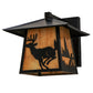 Meyda Lighting Stillwater 12" Craftsman Brown Deer Creek Solid Mount Wall Sconce With Beige Art Shade Glass