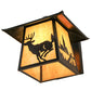 Meyda Lighting Stillwater 12" Craftsman Brown Deer Creek Solid Mount Wall Sconce With Beige Art Shade Glass