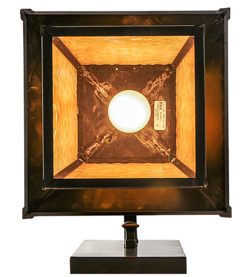 Meyda Lighting Stillwater 12" Craftsman Brown Deer Creek Solid Mount Wall Sconce With Beige Art Shade Glass