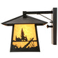 Meyda Lighting Stillwater 12" Craftsman Brown Deer Creek Solid Mount Wall Sconce With Beige Art Shade Glass