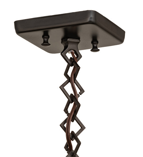 Meyda Lighting Stillwater 12" Craftsman Brown Double Bar Mission Pendant Light With Beige Art Shade Glass