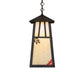 Meyda Lighting Stillwater 12" Craftsman Brown Double Bar Mission Pendant Light With Beige Art Shade Glass