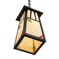 Meyda Lighting Stillwater 12" Craftsman Brown Double Bar Mission Pendant Light With Beige Art Shade Glass