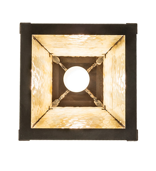Meyda Lighting Stillwater 12" Craftsman Brown Double Bar Mission Pendant Light With Beige Art Shade Glass