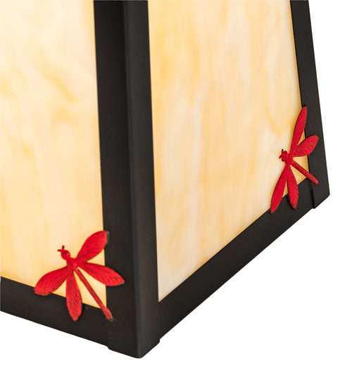 Meyda Lighting Stillwater 12" Craftsman Brown Double Bar Mission Pendant Light With Beige Art Shade Glass
