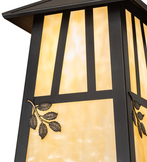 Meyda Lighting Stillwater 12" Craftsman Brown Double Bar Mission Pendant Light With Beige Art Shade Glass