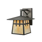 Meyda Lighting Stillwater 12" Craftsman Brown Double Cross Mission Wall Sconce With Beige Art Shade Glass
