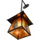 Meyda Lighting Stillwater 12" Craftsman Brown & Green Trees Tall Pine Hanging Wall Sconce With Amber Mica Shade Glass