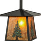 Meyda Lighting Stillwater 12" Craftsman Brown & Green Trees Tall Pine Hanging Wall Sconce With Amber Mica Shade Glass
