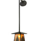 Meyda Lighting Stillwater 12" Craftsman Brown & Green Trees Tall Pine Hanging Wall Sconce With Amber Mica Shade Glass