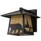 Meyda Lighting Stillwater 12" Craftsman Brown Lone Bear Wall Sconce With Beige Art Shade Glass