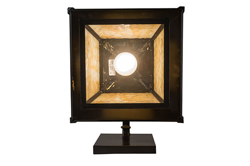 Meyda Lighting Stillwater 12" Craftsman Brown Lone Bear Wall Sconce With Beige Art Shade Glass