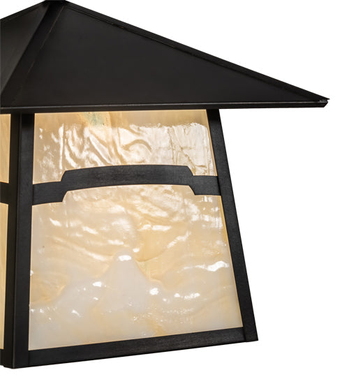 Meyda Lighting Stillwater 12" Craftsman Brown Mountain View Hanging Wall Sconce With Beige Opal Shade Glass