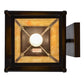 Meyda Lighting Stillwater 12" Craftsman Brown Mountain View Wall Sconce With Beige Iridescent Shade Glass