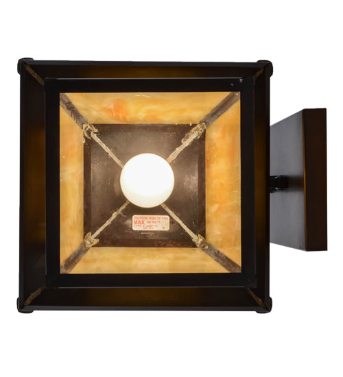 Meyda Lighting Stillwater 12" Craftsman Brown Mountain View Wall Sconce With Beige Iridescent Shade Glass