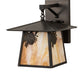 Meyda Lighting Stillwater 12" Craftsman Brown Pine Hanging Wall Sconce With Beige Ripple Shade Glass