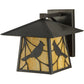 Meyda Lighting Stillwater 12" Craftsman Brown Song Bird Solid Mount Wall Sconce With Beige Art Shade Glass