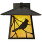 Meyda Lighting Stillwater 12" Craftsman Brown Song Bird Solid Mount Wall Sconce With Beige Art Shade Glass