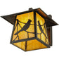 Meyda Lighting Stillwater 12" Craftsman Brown Song Bird Solid Mount Wall Sconce With Beige Art Shade Glass