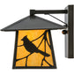 Meyda Lighting Stillwater 12" Craftsman Brown Song Bird Solid Mount Wall Sconce With Beige Art Shade Glass