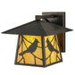 Meyda Lighting Stillwater 12" Craftsman Brown Song Bird Solid Mount Wall Sconce With Beige Art Shade Glass