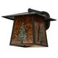 Meyda Lighting Stillwater 12" Craftsman Brown Tall Pine Solid Mount Wall Sconce With Amber Mica Shade Glass