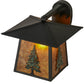 Meyda Lighting Stillwater 12" Craftsman Brown Tall Pine Solid Mount Wall Sconce With Amber Mica Shade Glass