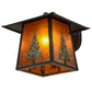 Meyda Lighting Stillwater 12" Craftsman Brown Tall Pine Solid Mount Wall Sconce With Amber Mica Shade Glass