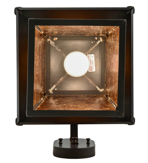Meyda Lighting Stillwater 12" Craftsman Brown Tall Pine Solid Mount Wall Sconce With Amber Mica Shade Glass