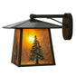 Meyda Lighting Stillwater 12" Craftsman Brown Tall Pine Solid Mount Wall Sconce With Amber Mica Shade Glass