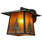 Meyda Lighting Stillwater 12" Craftsman Brown Tall Pine Solid Mount Wall Sconce With Amber Mica Shade Glass