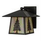 Meyda Lighting Stillwater 12" Craftsman Brown Tall Pine Solid Mount Wall Sconce With Beige Art Shade Glass