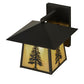 Meyda Lighting Stillwater 12" Craftsman Brown Tall Pine Solid Mount Wall Sconce With Beige Art Shade Glass