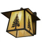 Meyda Lighting Stillwater 12" Craftsman Brown Tall Pine Solid Mount Wall Sconce With Beige Art Shade Glass