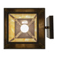 Meyda Lighting Stillwater 12" Craftsman Brown Tall Pine Solid Mount Wall Sconce With Beige Art Shade Glass
