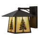 Meyda Lighting Stillwater 12" Craftsman Brown Tall Pine Solid Mount Wall Sconce With Beige Art Shade Glass