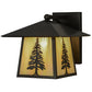 Meyda Lighting Stillwater 12" Craftsman Brown Tall Pine Solid Mount Wall Sconce With Beige Art Shade Glass