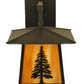 Meyda Lighting Stillwater 12" Craftsman Brown Tall Pine Straight Arm Wall Sconce With Beige Shade Glass
