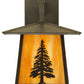 Meyda Lighting Stillwater 12" Craftsman Brown Tall Pine Straight Arm Wall Sconce With Beige Shade Glass