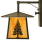 Meyda Lighting Stillwater 12" Craftsman Brown Tall Pine Straight Arm Wall Sconce With Beige Shade Glass
