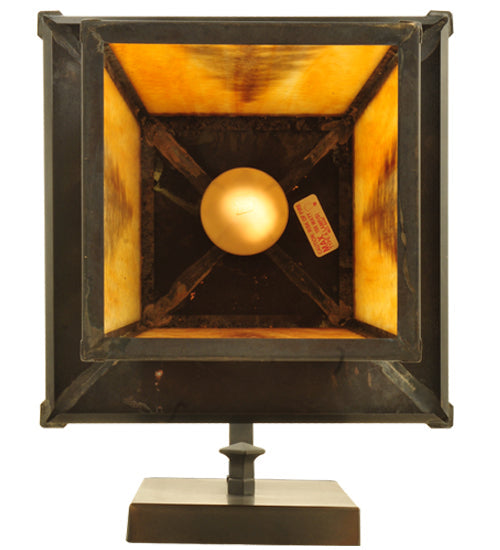 Meyda Lighting Stillwater 12" Craftsman Brown Tall Pine Straight Arm Wall Sconce With Beige Shade Glass