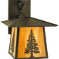 Meyda Lighting Stillwater 12" Craftsman Brown Tall Pine Straight Arm Wall Sconce With Beige Shade Glass