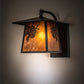 Meyda Lighting Stillwater 12" Craftsman Brown Winter Pine Curved Arm Wall Sconce With Amber Mica Shade Glass