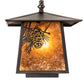 Meyda Lighting Stillwater 12" Craftsman Brown Winter Pine Curved Arm Wall Sconce With Amber Mica Shade Glass