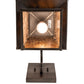 Meyda Lighting Stillwater 12" Craftsman Brown Winter Pine Curved Arm Wall Sconce With Amber Mica Shade Glass