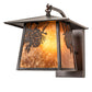 Meyda Lighting Stillwater 12" Craftsman Brown Winter Pine Curved Arm Wall Sconce With Amber Mica Shade Glass