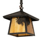 Meyda Lighting Stillwater 12" Craftsman Brown Winter Pine Pendant Light With Beige Shade Glass