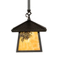 Meyda Lighting Stillwater 12" Craftsman Brown Winter Pine Pendant Light With Beige Shade Glass