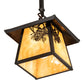 Meyda Lighting Stillwater 12" Craftsman Brown Winter Pine Pendant Light With Beige Shade Glass