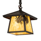Meyda Lighting Stillwater 12" Craftsman Brown Winter Pine Pendant Light With Beige Shade Glass